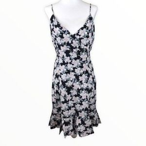 Intermix Black Floral Silk Mini Dress